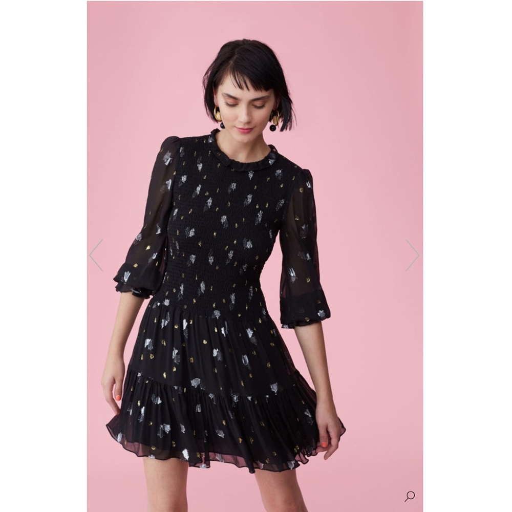 🆕Rebecca Taylor Scattered Tulip Clip Silk Dress